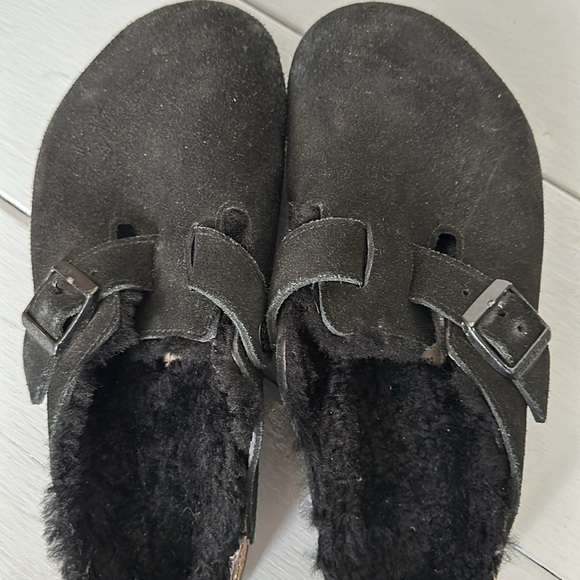 Birkenstock Black Sherling Boston Suede Clogs SZ 10 EU 41 - Picture 4 of 8